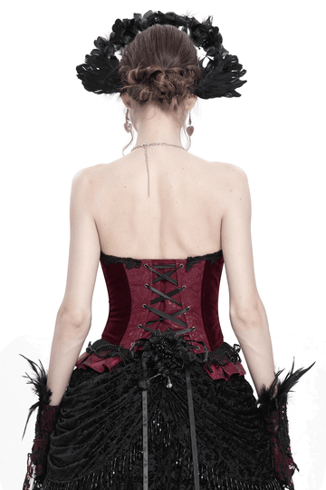 Gothic Lace Corset with Satin Ribbon Lacing and Trim